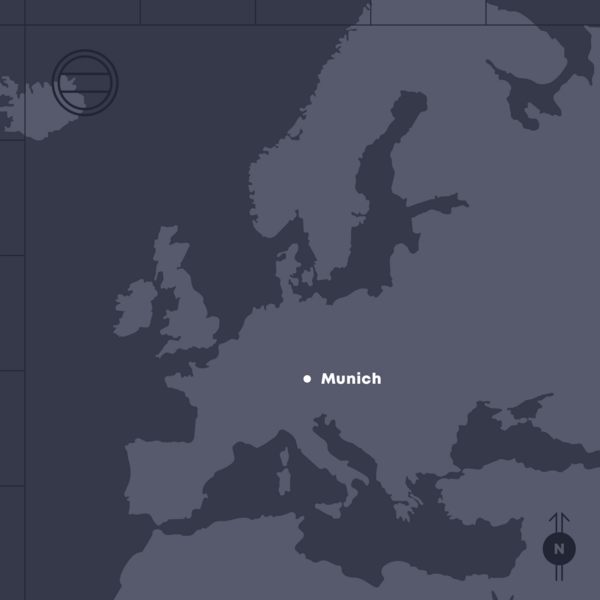 A map of Europe showing Agile Robots’ international headquarters in Munich, Germany