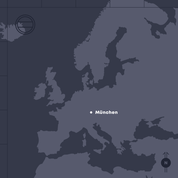 ine Europakarte mit dem internationalen Hauptsitz von Agile Robots in München, Deutschland