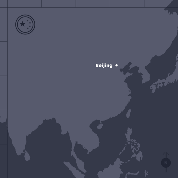 A map of east Asia showing Agile Robots’ regional headquarters in Beijing, China