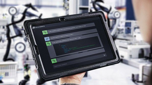 Screen showing Agile Robots’ intelligent AI-assistant